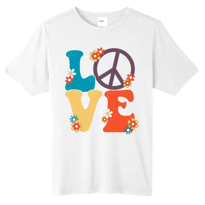 Love Retro Hippie Floral Peace Sign ChromaSoft Performance T-Shirt