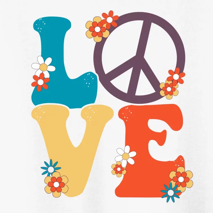 Love Retro Hippie Floral Peace Sign Toddler T-Shirt