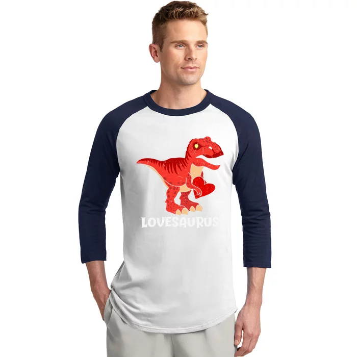 Lovesaurus Red Heart Valentines Day Funny Tcute Giftrex Dinosaur Gift Baseball Sleeve Shirt