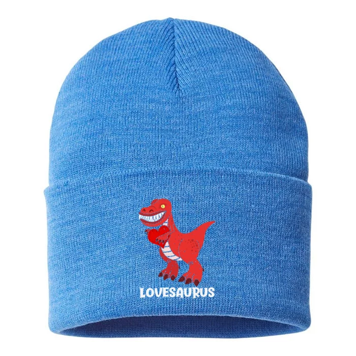 Lovesaurus Red Heart Valentines Day Funny Tgiftrex Dinosaur Great Gift Sustainable Knit Beanie