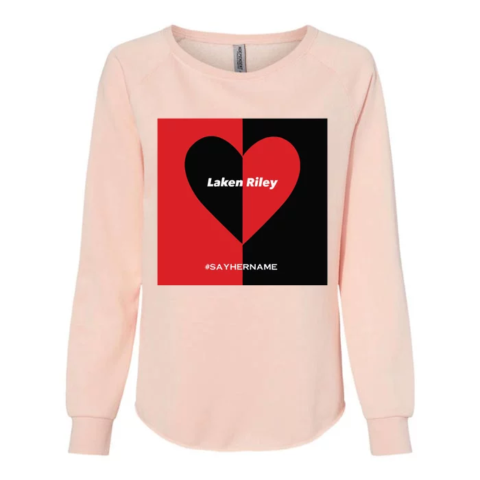 Laken Riley Heart Say Her Name Womens California Wash Sweatshirt