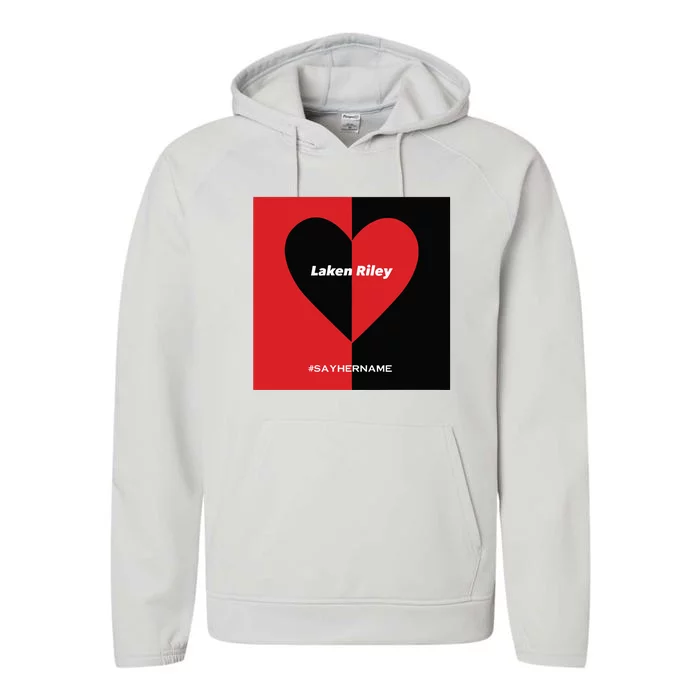 Laken Riley Heart Say Her Name Performance Fleece Hoodie