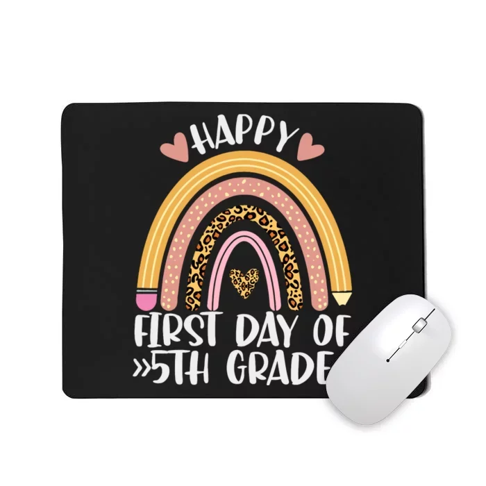 Back To School Leopard Rainbow Happy First Day Of Fifth Grade Gift Mousepad