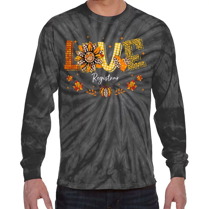 Love Registrar Happy Fall Thanksgiving Tie-Dye Long Sleeve Shirt