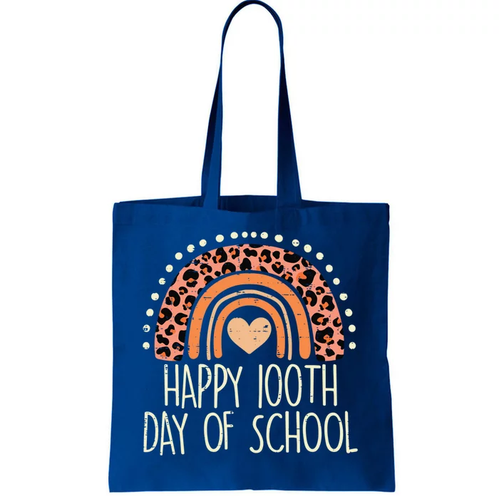 Leopard Rainbow Happy 100th Day School Cute 100 Days Teacher Great Gift Tote Bag