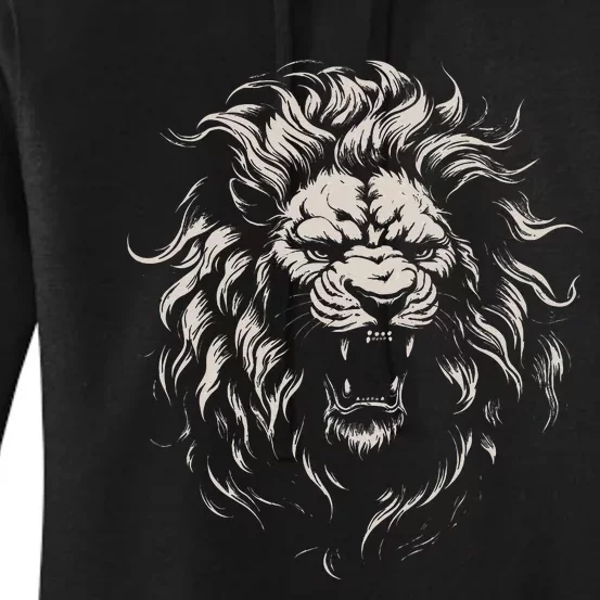 Lion Roar Head Art Face For Lovers Lions King African Animal Women's Pullover Hoodie