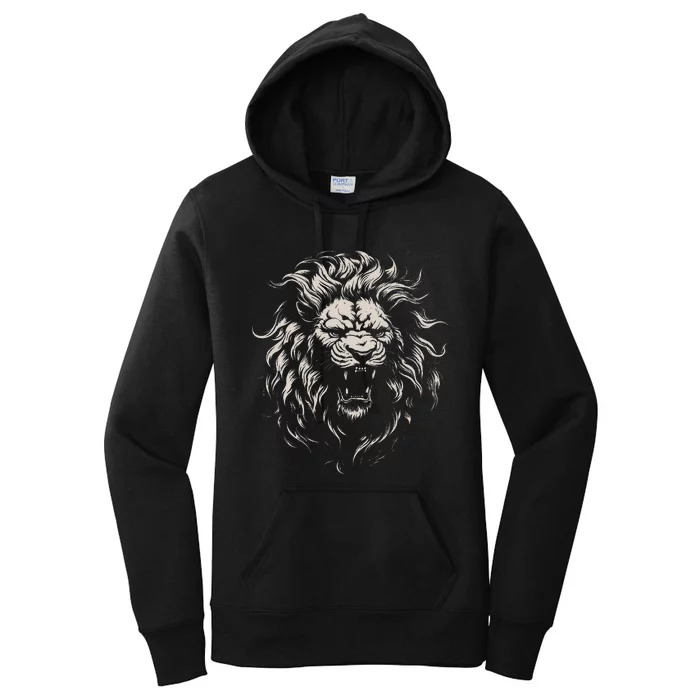 Lion Roar Head Art Face For Lovers Lions King African Animal Women's Pullover Hoodie