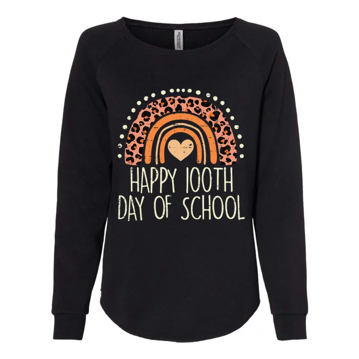 Leopard Rainbow Happy 100th Day School Cute 100 Days Teacher Womens California Wash Sweatshirt