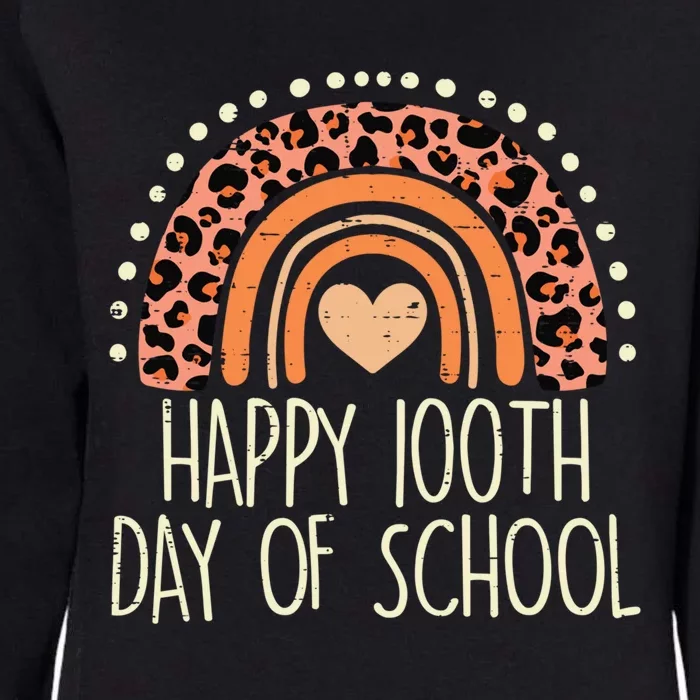 Leopard Rainbow Happy 100th Day School Cute 100 Days Teacher Gift Womens California Wash Sweatshirt