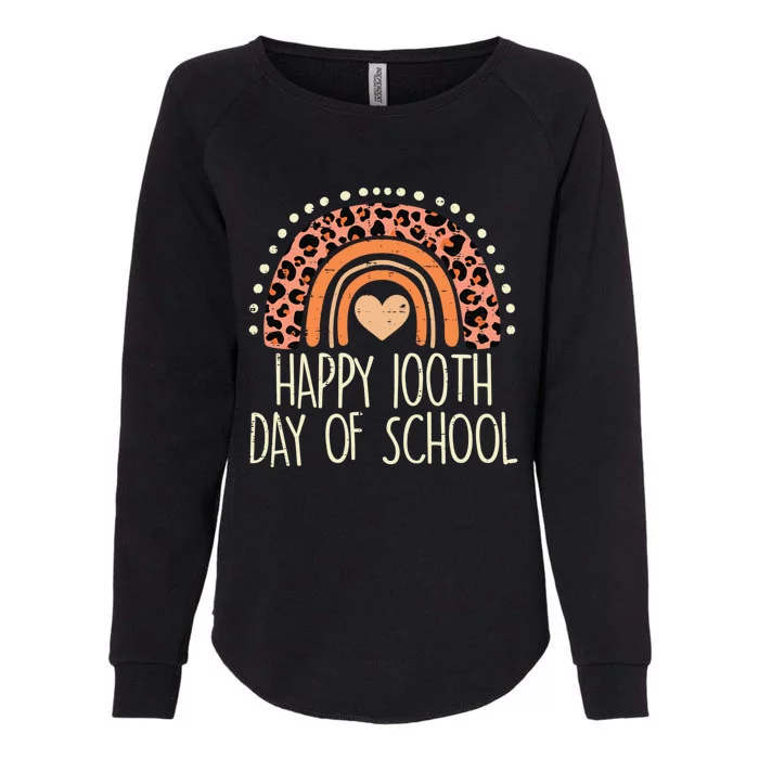 Leopard Rainbow Happy 100th Day School Cute 100 Days Teacher Gift Womens California Wash Sweatshirt