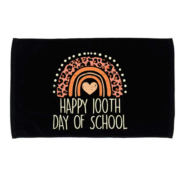 Leopard Rainbow Happy 100th Day School Cute 100 Days Teacher Gift Microfiber Hand Towel