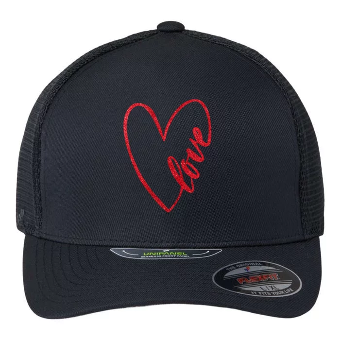 Love Romantic Heart Flexfit Unipanel Trucker Cap