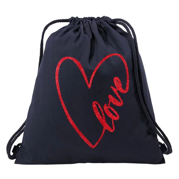 Love Romantic Heart Drawstring Bag