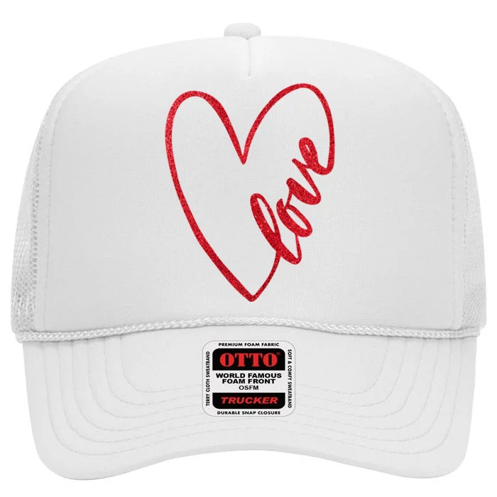 Love Romantic Heart High Crown Mesh Trucker Hat