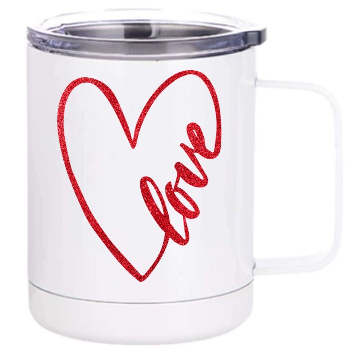 Love Romantic Heart Front & Back 12oz Stainless Steel Tumbler Cup