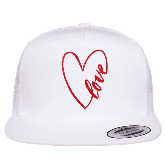 Love Romantic Heart Flat Bill Trucker Hat