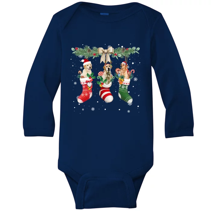 Labrador Retriever In Christmas Socks Labrador Retriever Gift Baby Long Sleeve Bodysuit