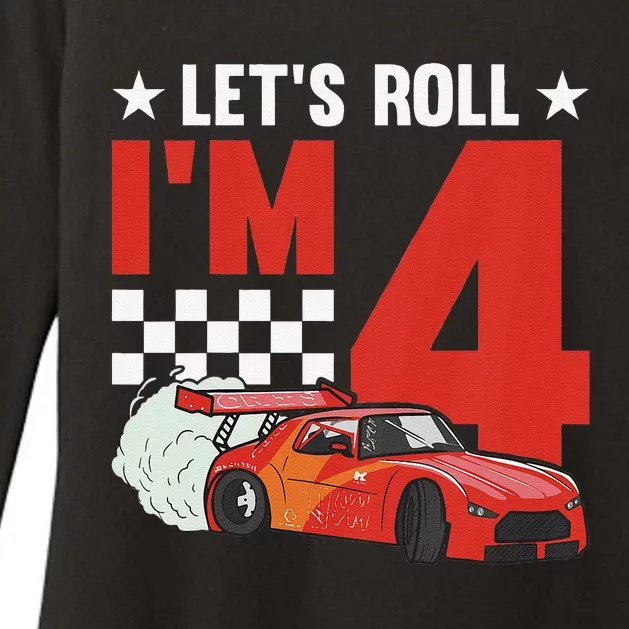 Let's Roll I'm 4 Racer 4th Birthday Racing Car Driver Womens CVC Long Sleeve Shirt