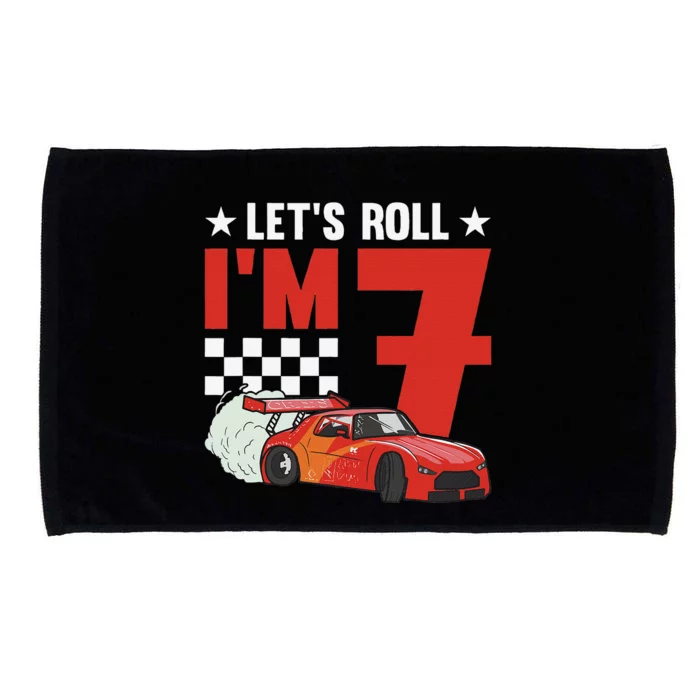 Let's Roll I'm 7 Racer 7th Birthday Racing Car Driver Microfiber Hand Towel