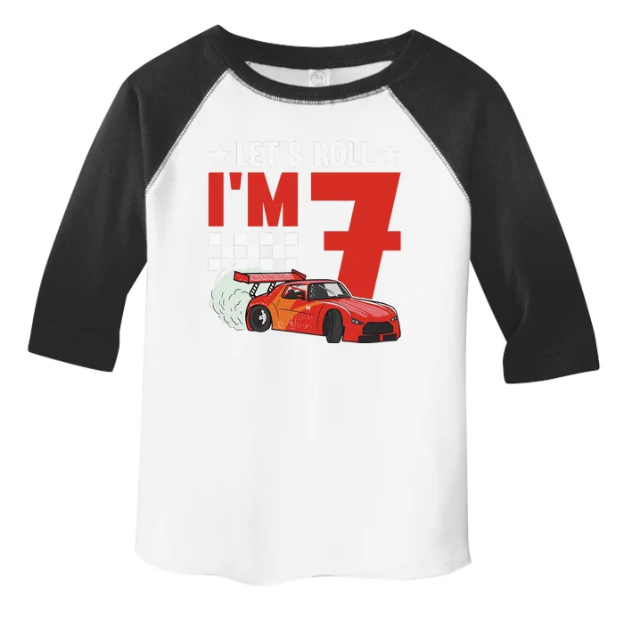 Let's Roll I'm 7 Racer 7th Birthday Racing Car Driver Toddler Fine Jersey T-Shirt