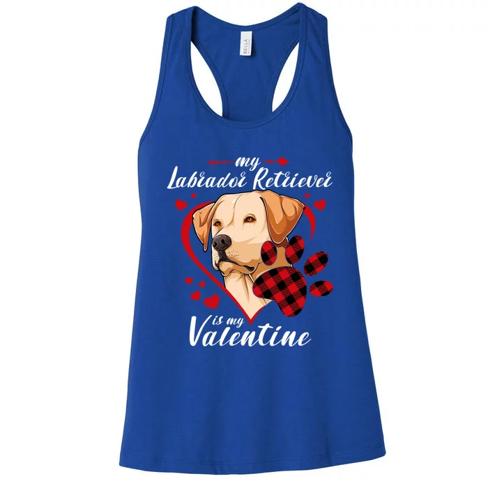 Labrador Retriever Is My Valentine Funny Dog Red Plaid Heart Cute Gift Women's Racerback Tank