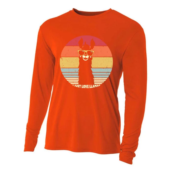 Llama Retro I Just Love Llamas Gift Cooling Performance Long Sleeve Crew