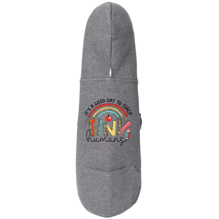 Leopard Rainbow Its A Good Day To Teach Tiny Humans Teacher Doggie 3-End Fleece Hoodie