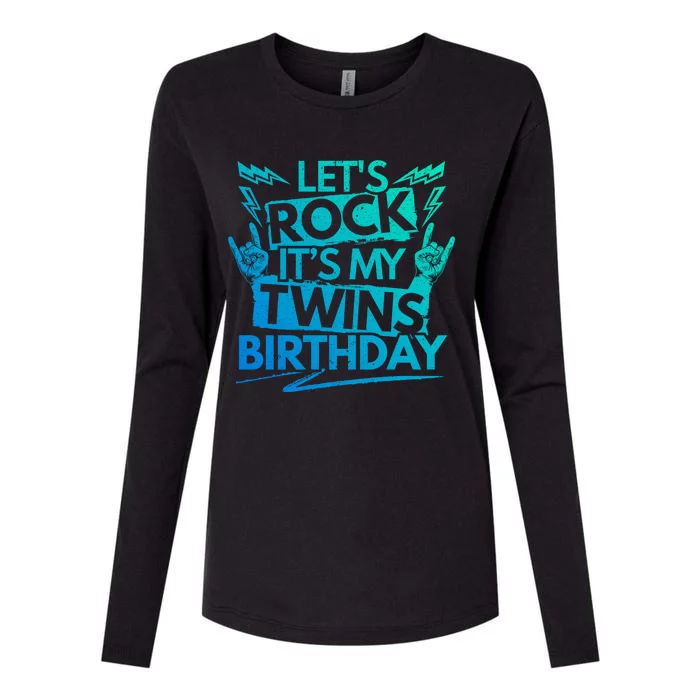 Lets Rock Its My Twins Birthdaytwin Dad And Twin Mom Gift Womens Cotton Relaxed Long Sleeve T-Shirt