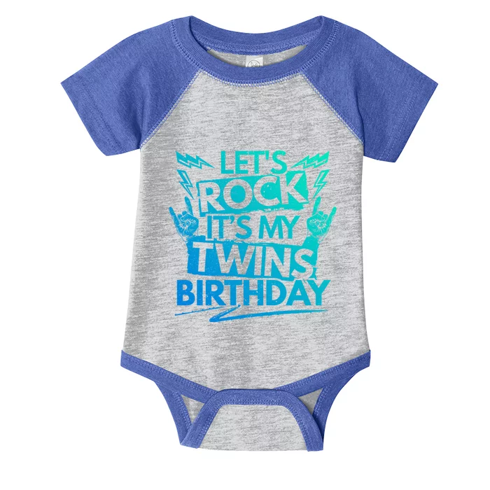 Lets Rock Its My Twins Birthdaytwin Dad And Twin Mom Gift Infant Baby Jersey Bodysuit