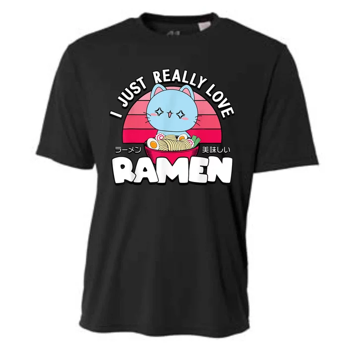 Love Ramen Japanese Gift Anime Shirt Girls Manga Kawaii Cat Cooling Performance Crew T-Shirt