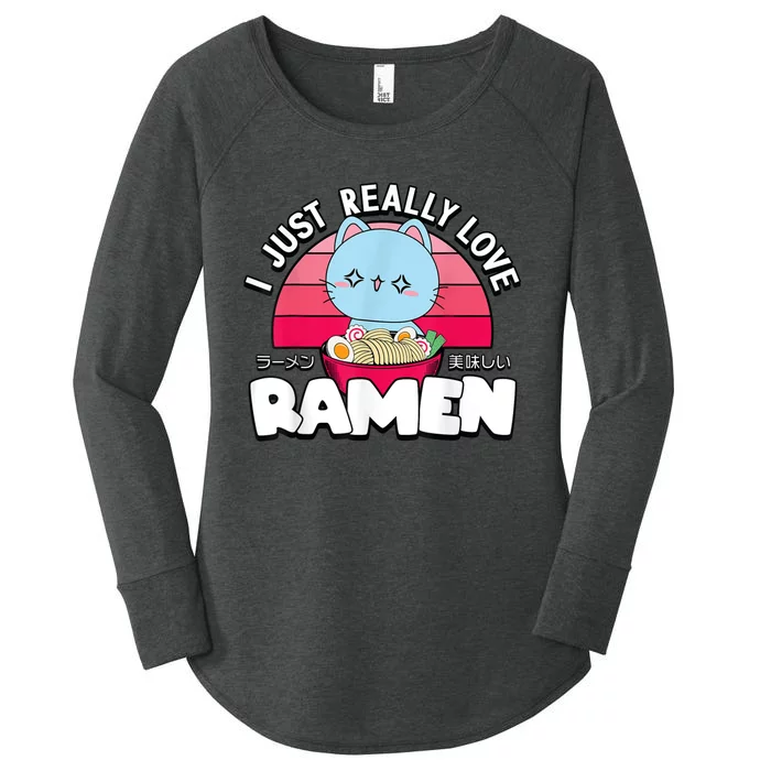 Love Ramen Japanese Gift Anime Shirt Girls Manga Kawaii Cat Women's Perfect Tri Tunic Long Sleeve Shirt