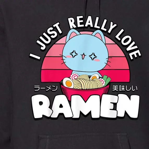 Love Ramen Japanese Gift Anime Shirt Girls Manga Kawaii Cat Premium Hoodie