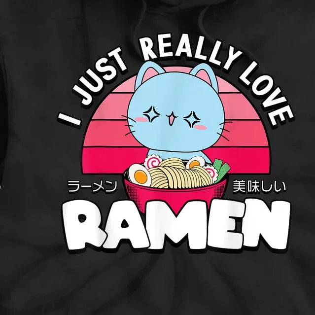 Love Ramen Japanese Gift Anime Shirt Girls Manga Kawaii Cat Tie Dye Hoodie