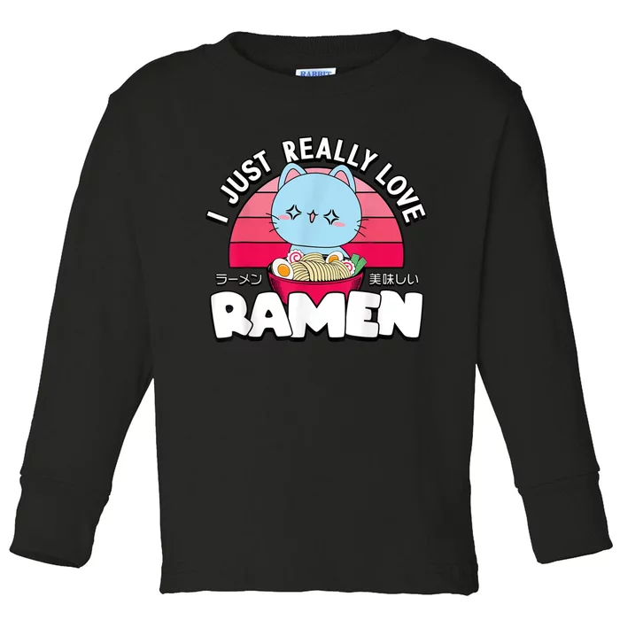 Love Ramen Japanese Gift Anime Shirt Girls Manga Kawaii Cat Toddler Long Sleeve Shirt