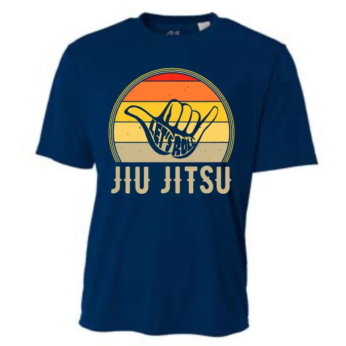 Let's Roll Jiu Jitsu Hand Vintage Sunset Funny Martial Arts Cooling Performance Crew T-Shirt