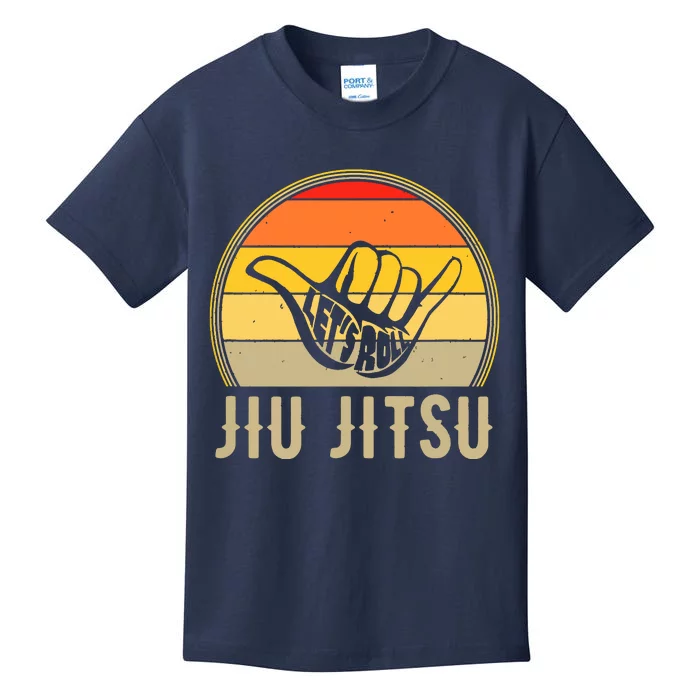 Let's Roll Jiu Jitsu Hand Vintage Sunset Funny Martial Arts Kids T-Shirt