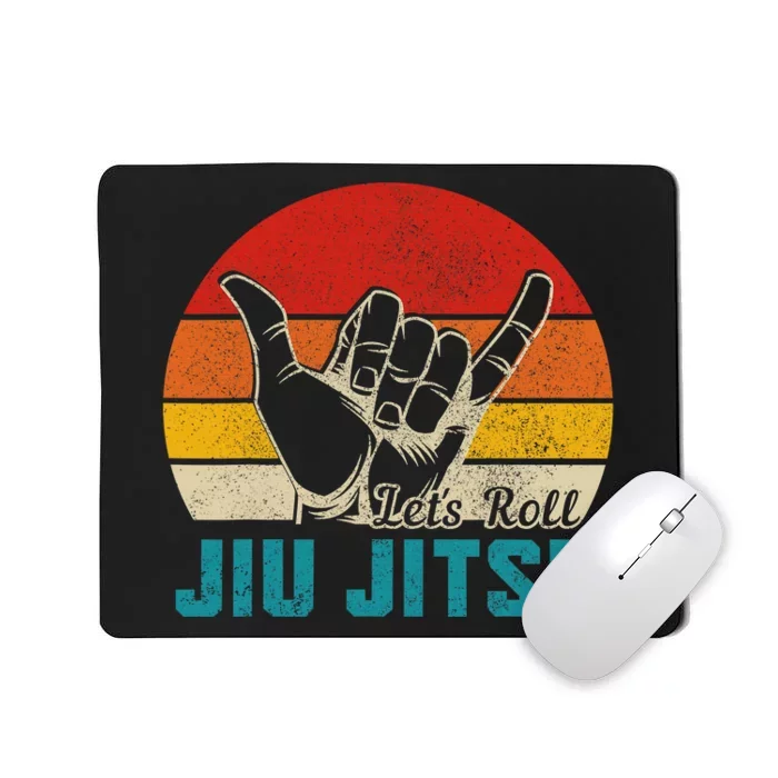 Let's Roll Jiu Jitsu MMA Retro Sunset Funny BJJ Fighter Mousepad