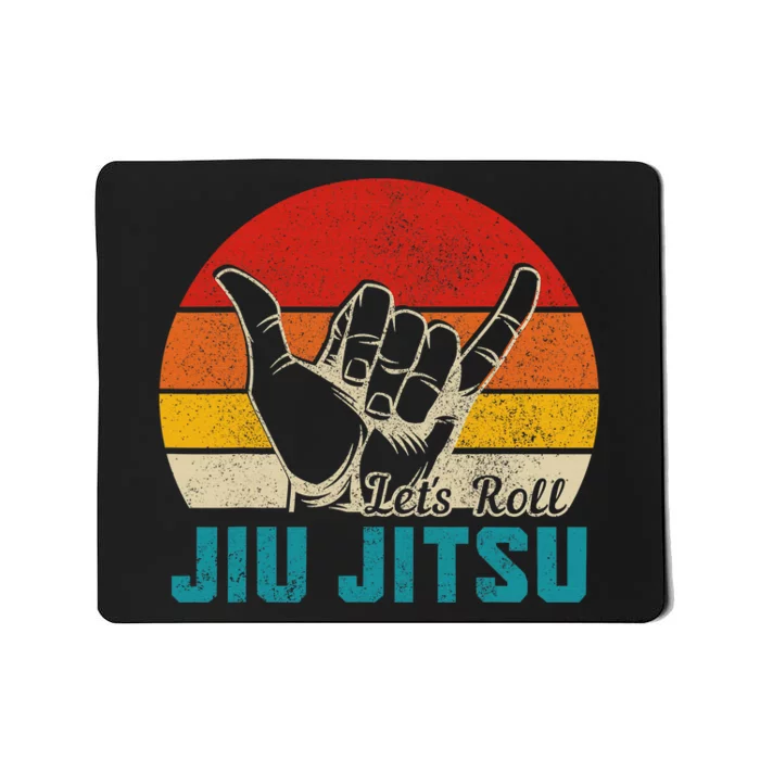 Let's Roll Jiu Jitsu MMA Retro Sunset Funny BJJ Fighter Mousepad