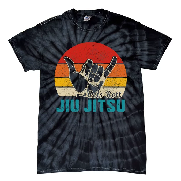 Let's Roll Jiu Jitsu MMA Retro Sunset Funny BJJ Fighter Tie-Dye T-Shirt