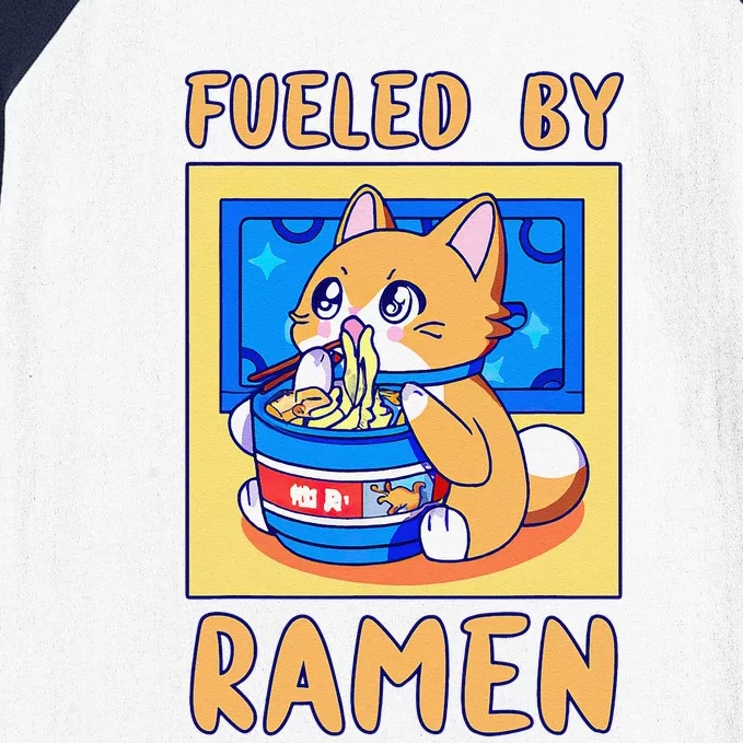 Love Ramen Japanese Noodles Kawaii Cat Baseball Sleeve Shirt