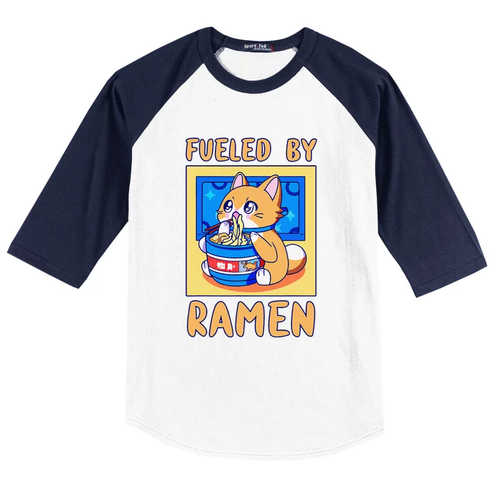 Love Ramen Japanese Noodles Kawaii Cat Baseball Sleeve Shirt