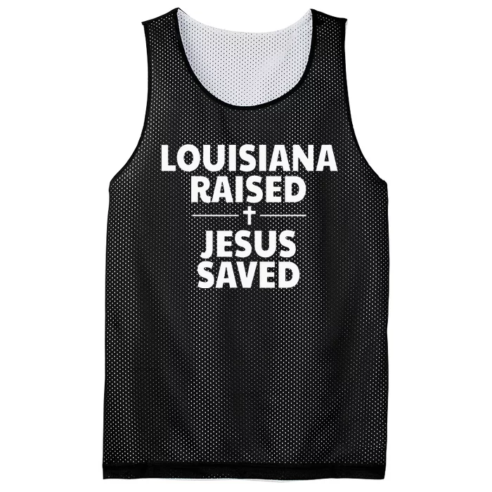 Louisiana Raised Jesus Saved Mesh Reversible Basketball Jersey Tank