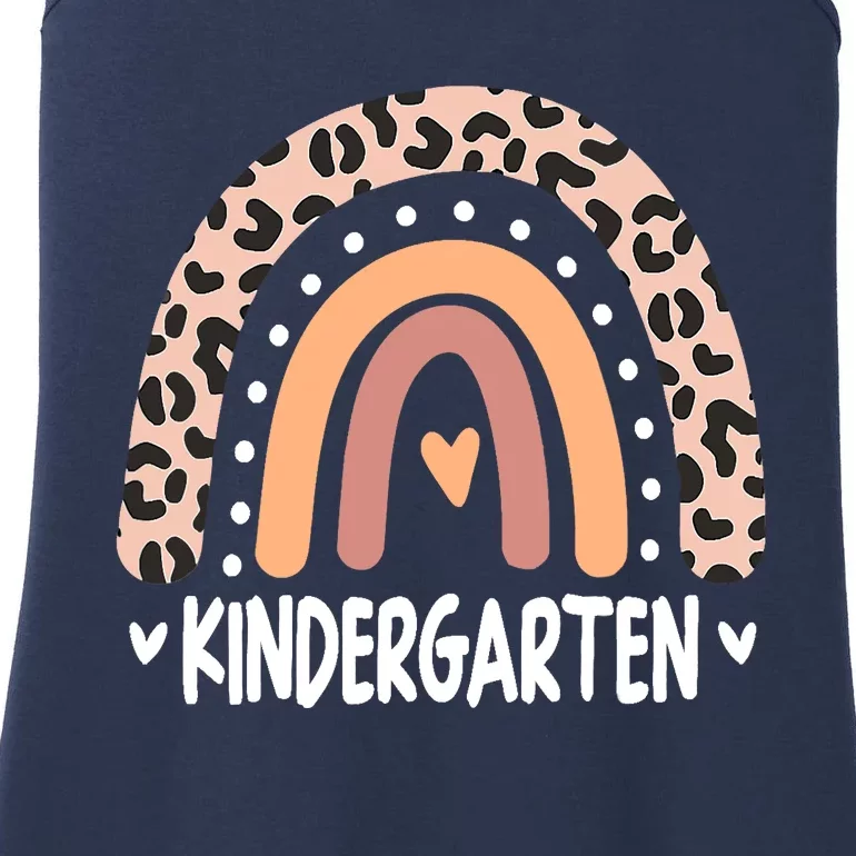 Leopard Rainbow Kindergarten Teacher Back to School Retro Ladies Essential Tank