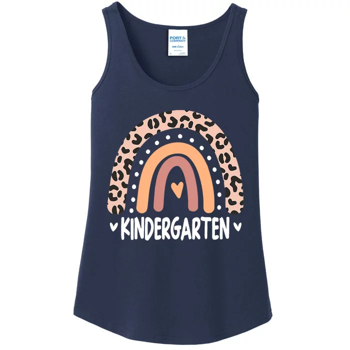 Leopard Rainbow Kindergarten Teacher Back to School Retro Ladies Essential Tank