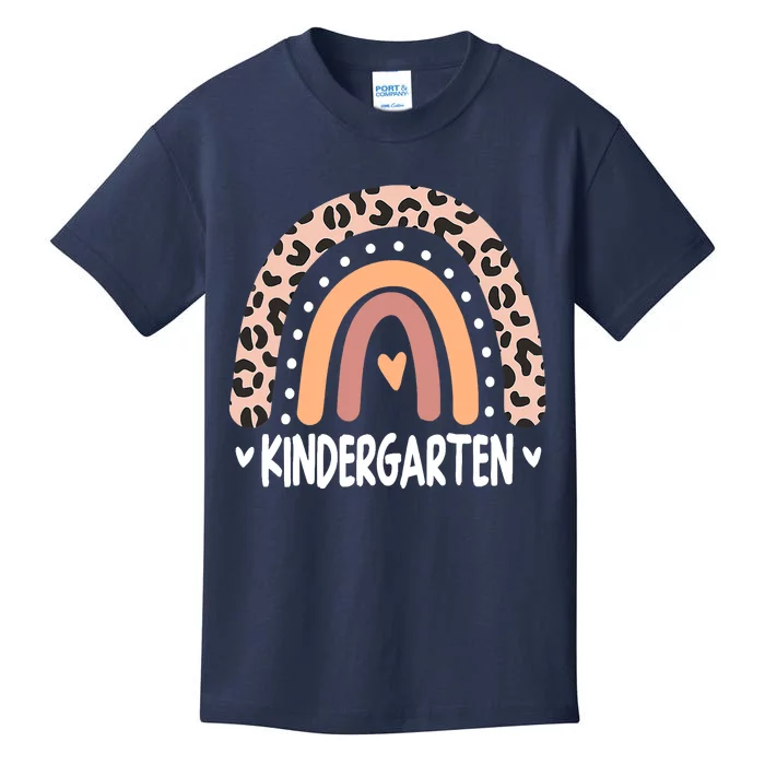 Leopard Rainbow Kindergarten Teacher Back to School Retro Kids T-Shirt