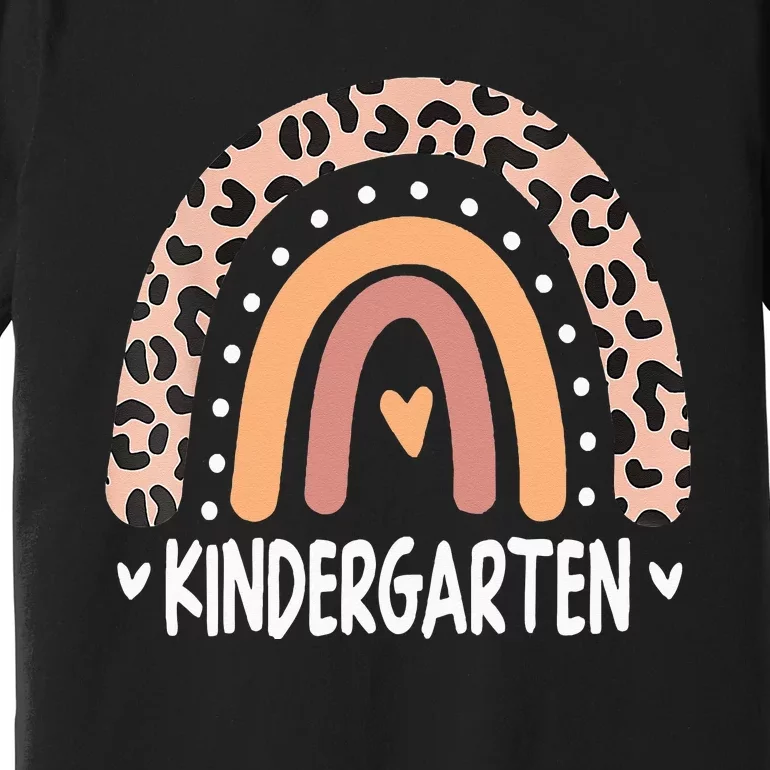 Leopard Rainbow Kindergarten Teacher Back to School Retro Premium T-Shirt