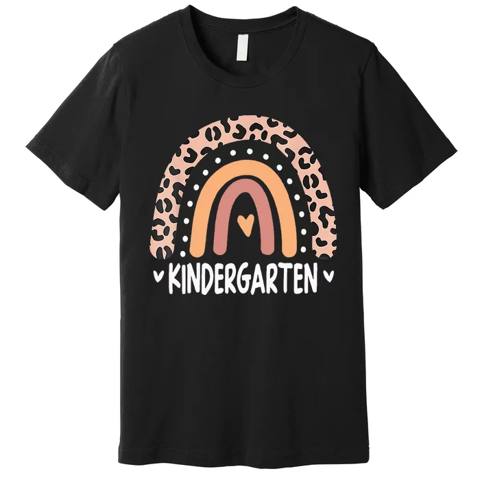 Leopard Rainbow Kindergarten Teacher Back to School Retro Premium T-Shirt