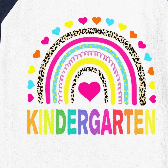 Leopard Rainbow Kindergarten Teacher First Day Of School Funny Baseball Sleeve Shirt