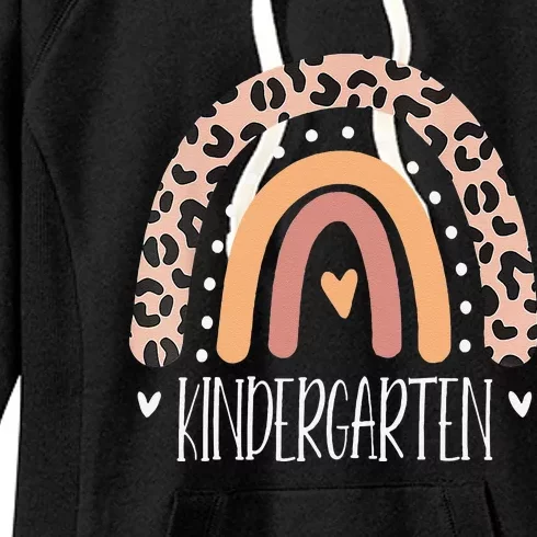 Leopard Rainbow Kindergarten Teacher First Day Of School Women's Fleece Hoodie