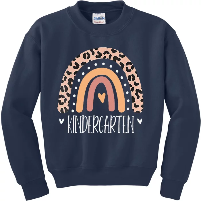 Leopard Rainbow Kindergarten Teacher First Day Of School Kids Sweatshirt